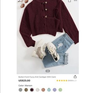 Fuzzy cardigan and cami